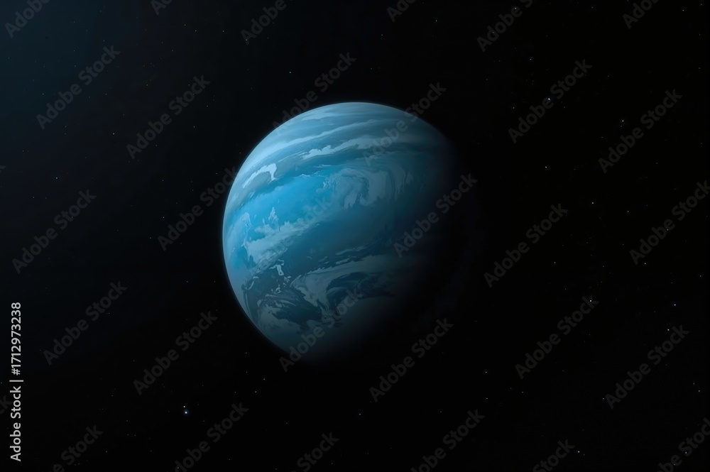 Obraz premium View of the distant ice giant from above in outer space, featuring elements supplied by a space agency.