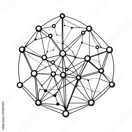 Dynamic abstract network of interconnected nodes and lines, representing data flow, connection, and modern technology concepts in a clean, minimalist style