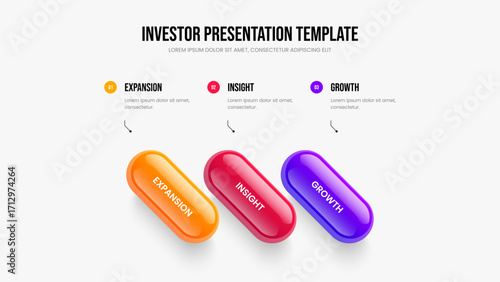 Advertising Visualization 3 Element Infographic Frame Layout. Company Launch Slide Template Vector Illustration. Modern Profile Three Option Diagram Slideshow Design.