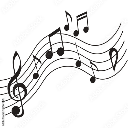 Cluster of black musical notes design