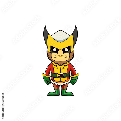 funny wolverine wearing christmas dress and hat 