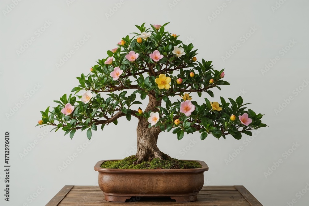 Fototapeta premium The blend of blossoms and foliage on miniature trees gives them a captivating and unique appearance