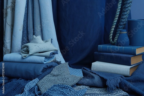 Blue fabric texture with br...