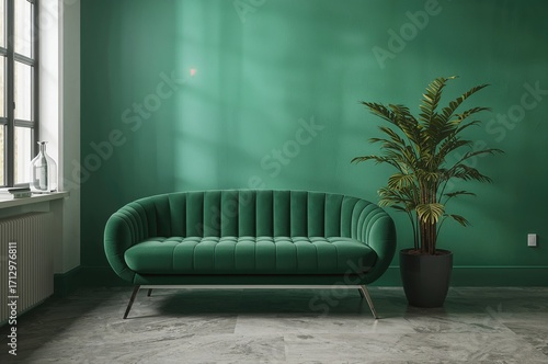 Modern couch accompanied by...
