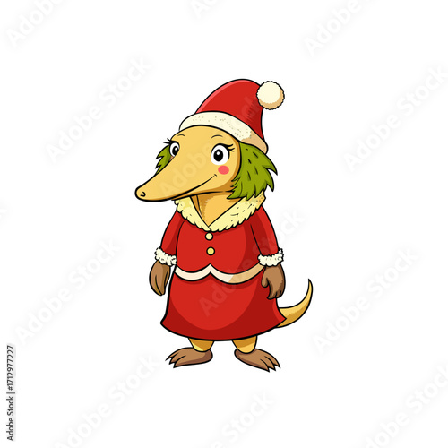 funny silky anteater wearing christmas dress 