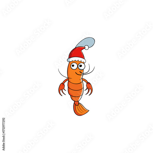 funny shrimp wearing christmas dress and hat 
