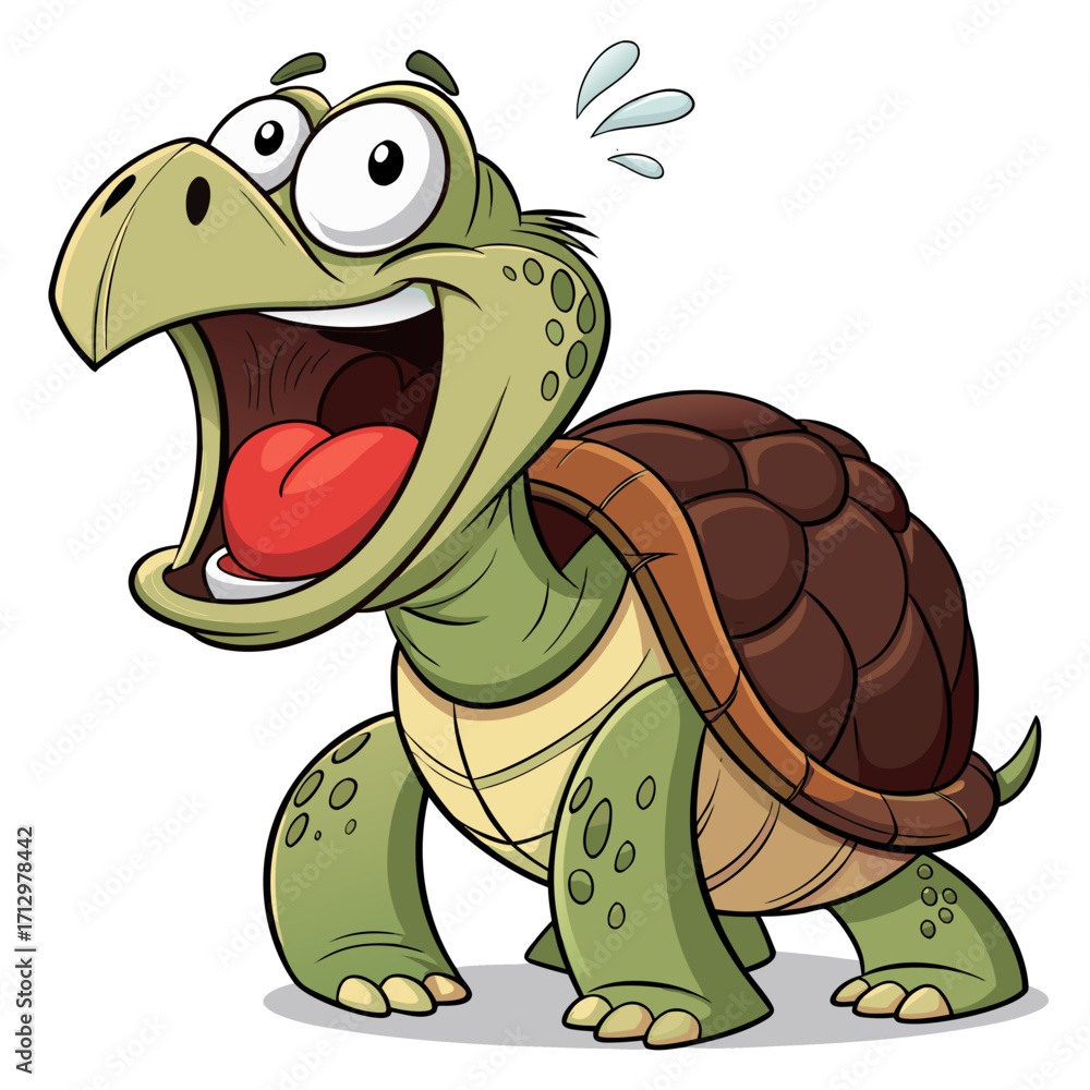 Fototapeta premium Funny Turtle Cartoon Illustration– Big Mouth Expression, Full Body Clipart, Vector & PNG