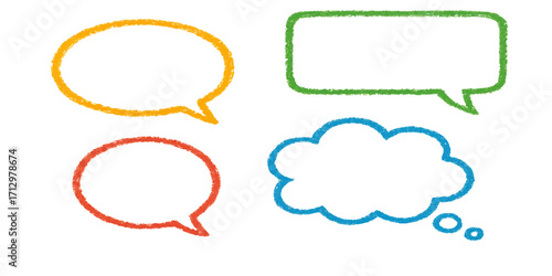 A vector illustration set of colorful speech bubbles for communication and chat messages
