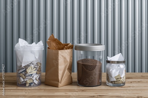 Set of four bins for separa...