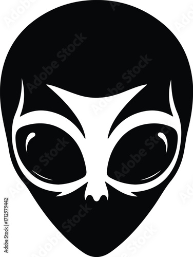 Vector Alien face minimalistic simple silhouette illustrator