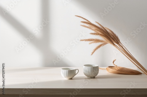 Dry reeds and tea set arran...