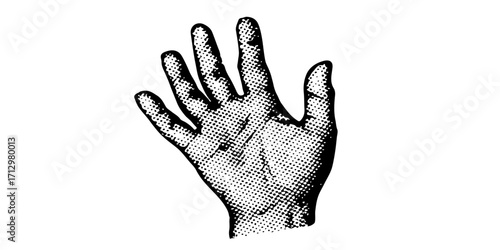 Black human hand silhouette with fingers and a thumb print vector icon isolated on a white background