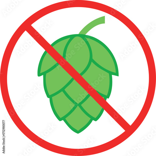 Forbidden sign with hop cone glyph icon Vector