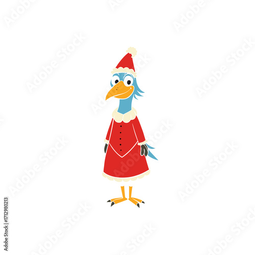 funny falcon wearing christmas dress and hat 