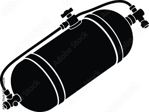Vector Diving oxygen cylinder equipment black silhouette illustrator