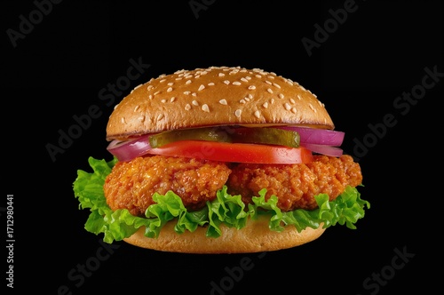 Delicious burger featuring ...