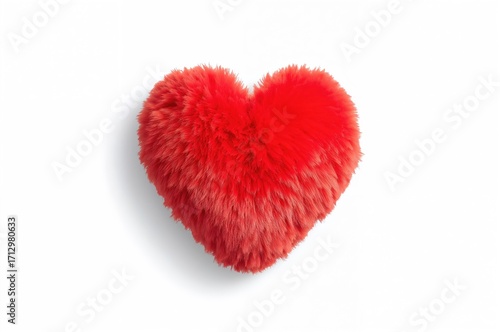 Red plush heart symbol isol...