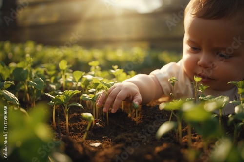 Young plants sprouting in b...