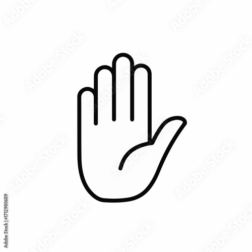 A simple, clean line drawing of an open hand signaling to stop.