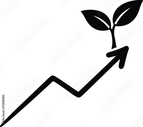 Vector Growing plant arrow represents successful business silhouette illustrator