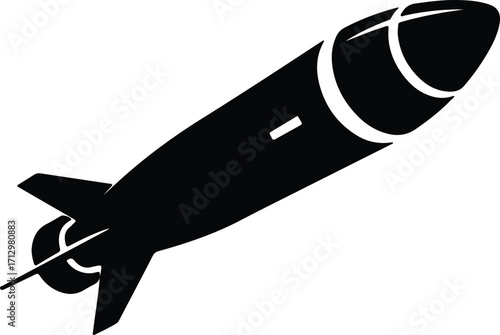Vector Missile weapon in black silhouette for military concept illustrator