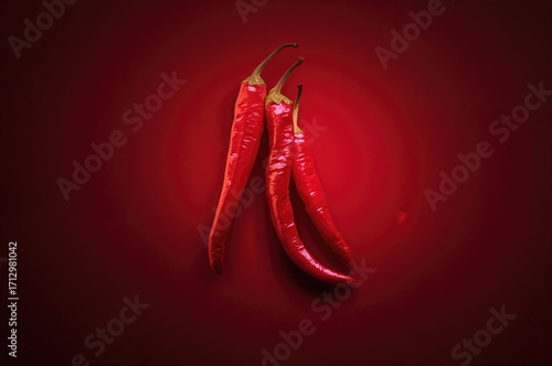 Trio of fiery red chili pep...