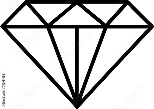 Diamond jewel gemstone line art vector icon 
