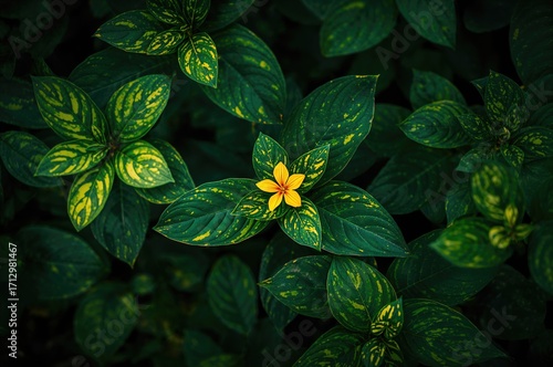 Overhead shot of lush green...