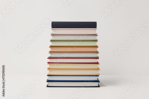 Pile of books on a plain wh...
