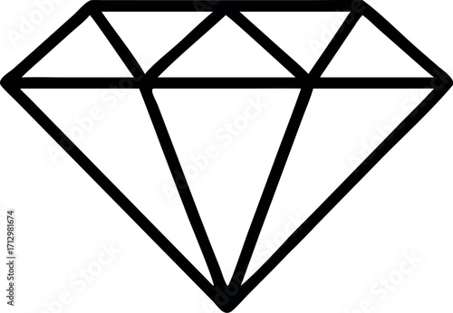 Diamond jewel gemstone line art vector icon 