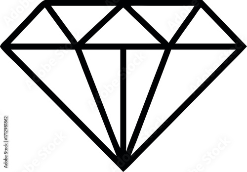 Diamond jewel gemstone line art vector icon 