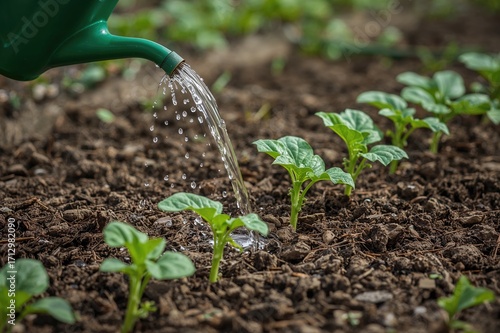 Irrigating young green zucc...