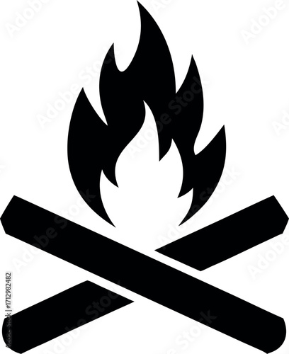 Campfire Silhouette icon Vector