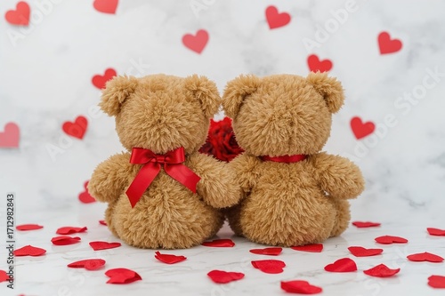 Rear view of a pair of tedd...