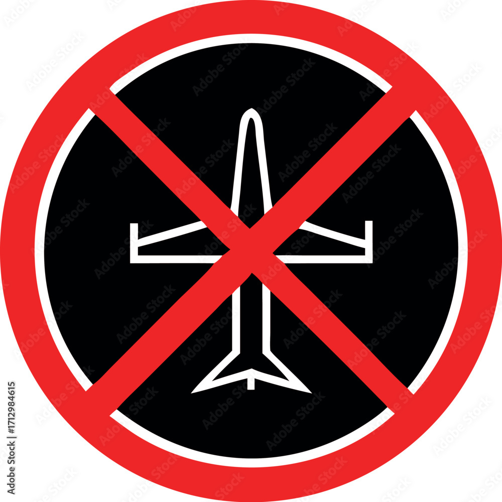 Obraz premium Do not fly icon. Prohibited stop airplane symbol vector