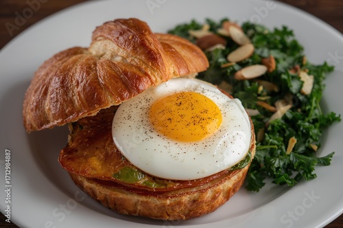 A warm croissant crowned wi...