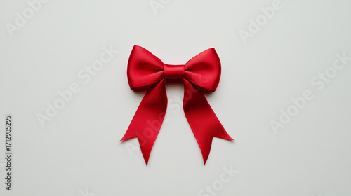 Wallpaper Mural A single red satin ribbon tied into a bow centered on a plain white background studio shot top view Torontodigital.ca