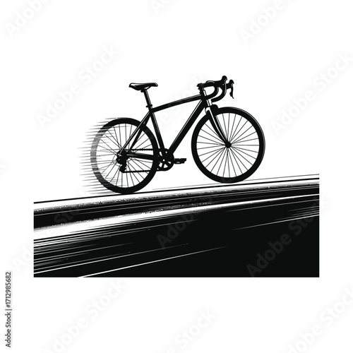 Road Bike Silhouette Illustration with Speed Effect for Cycling and Racing Designs