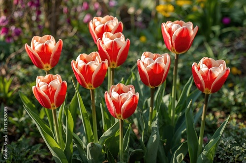 Vivid spring display of red...
