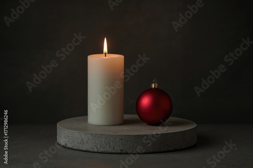 A glowing white candle and ...