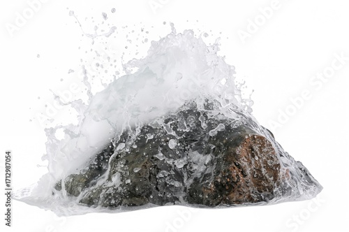 Ocean wave hitting the ston...