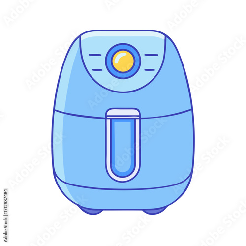 Cute light blue electric kitchen air fryer cooking appliance illustration
