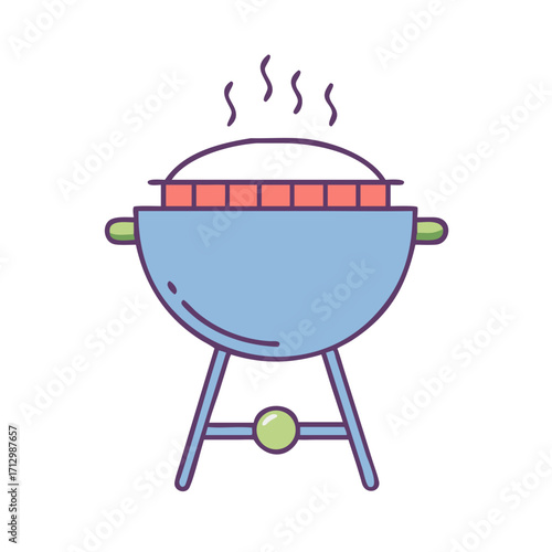 Cartoon illustration of a barbecue grill with smoke rising from it
