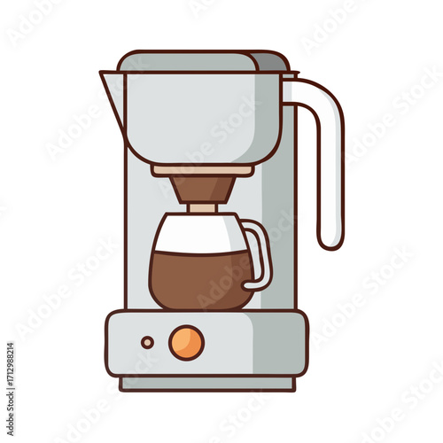 Simple illustration of a coffee maker filled with freshly brewed coffee