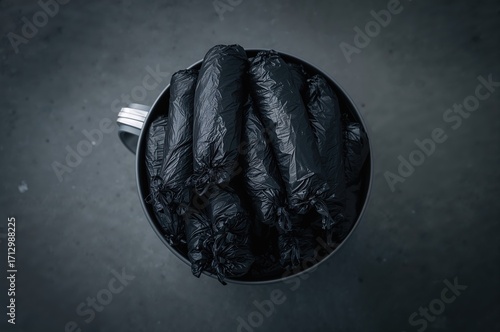 Overhead shot of dark waste...