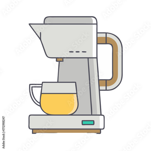 Simple and minimalist coffee machine illustration with a cup of coffee