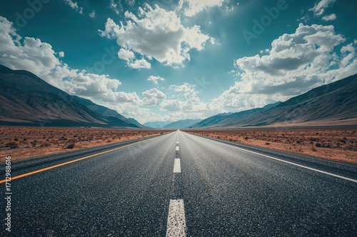Long paved road stretching ...