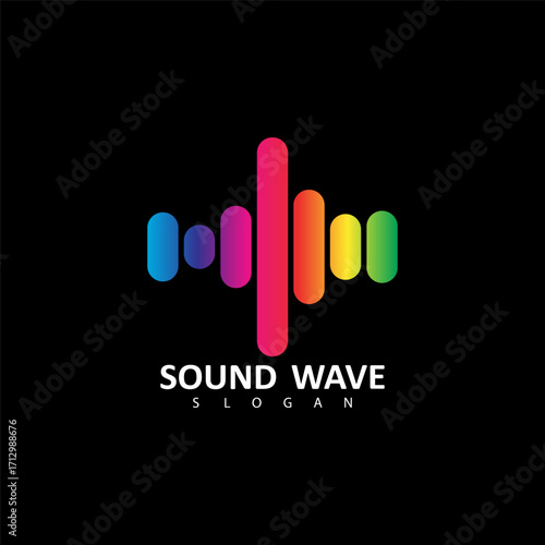 Sound wave illustration logo vector icon template. Audio colorful wave logo. Vector equalizer element