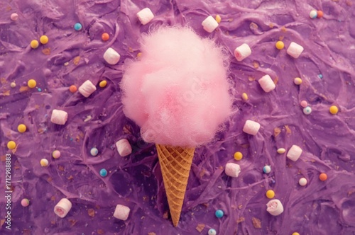 Waffle cone filled with sug...
