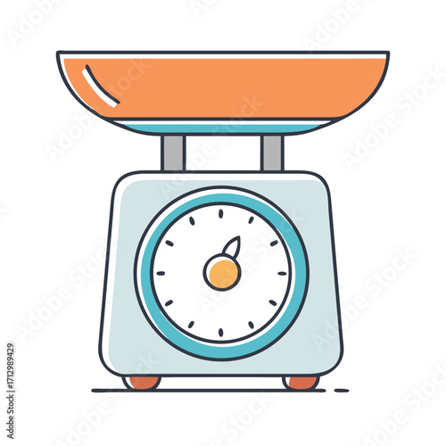Vintage Kitchen Scale in Orange and Blue for Food Preparation Illustration